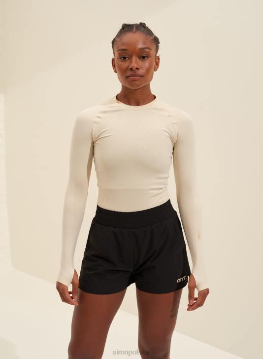 odzież JF4L434 kobiety AIM'N Miękki, bezszwowy długi rękaw w kolorze owsa