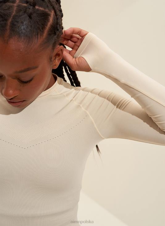 odzież JF4L434 kobiety AIM'N Miękki, bezszwowy długi rękaw w kolorze owsa