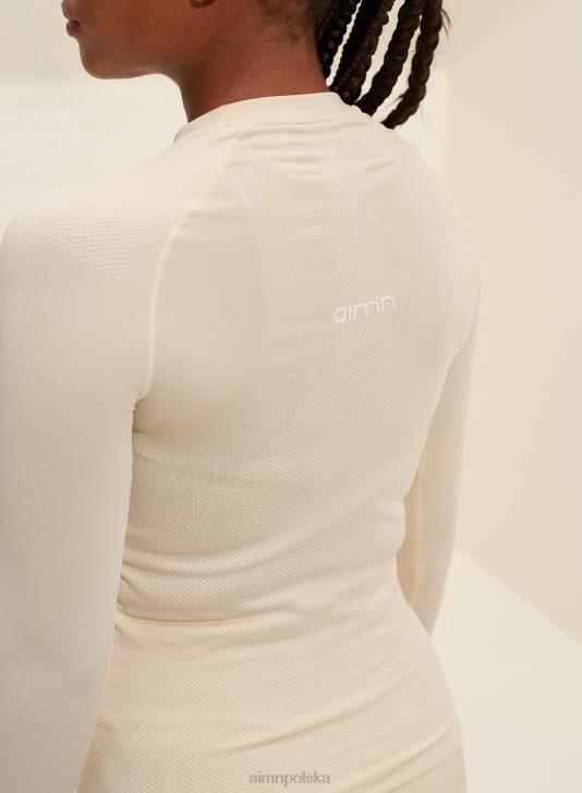 odzież JF4L434 kobiety AIM'N Miękki, bezszwowy długi rękaw w kolorze owsa