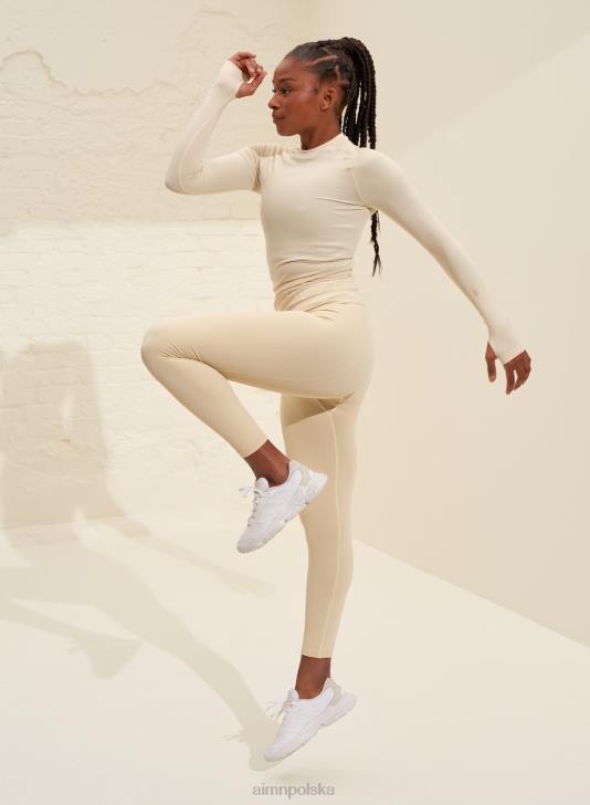 odzież JF4L434 kobiety AIM'N Miękki, bezszwowy długi rękaw w kolorze owsa