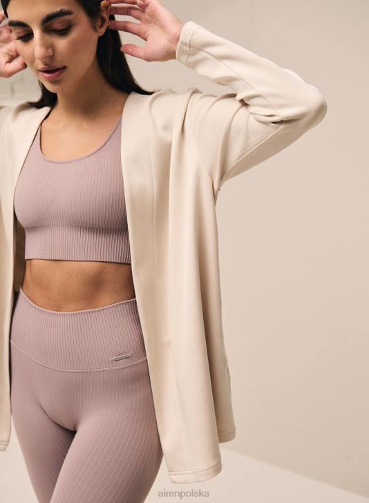 odzież JF4L440 kobiety AIM'N Wygodny, kopertowy kardigan w kolorze szarym