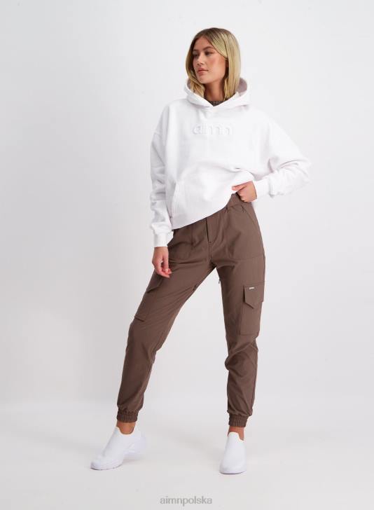 odzież JF4L657 kobiety AIM'N biały, duży kaptur z logo