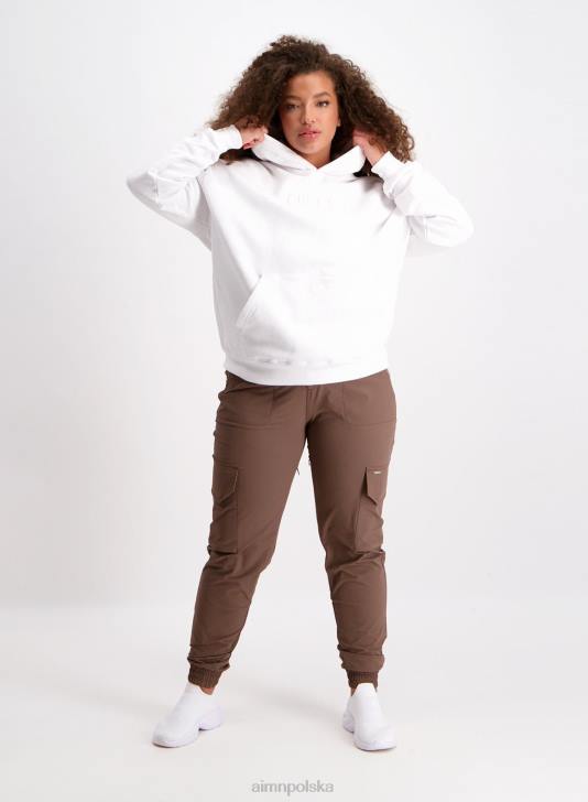 odzież JF4L657 kobiety AIM'N biały, duży kaptur z logo