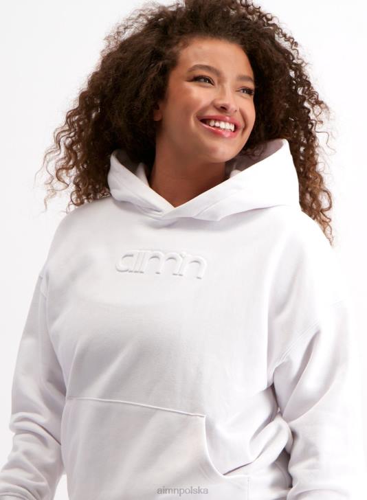 odzież JF4L657 kobiety AIM'N biały, duży kaptur z logo