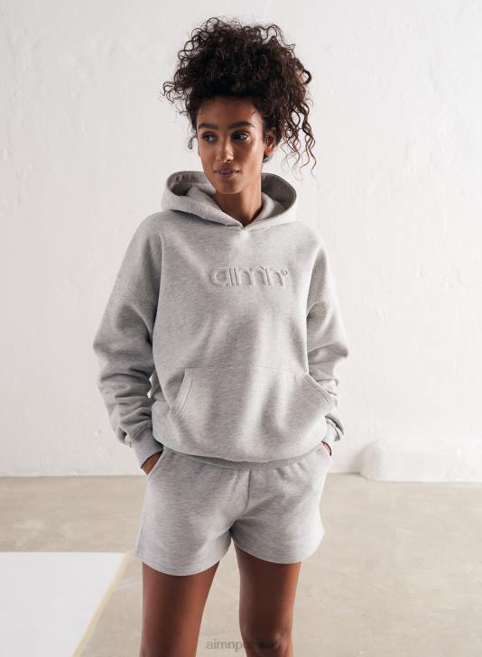 odzież JF4L661 kobiety AIM'N Kaptur z logo w kolorze jasnoszarym, melanżowym