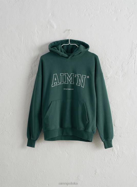odzież JF4L663 kobiety AIM'N Studencki kaptur dresowy w kolorze sosnowo-zielonym