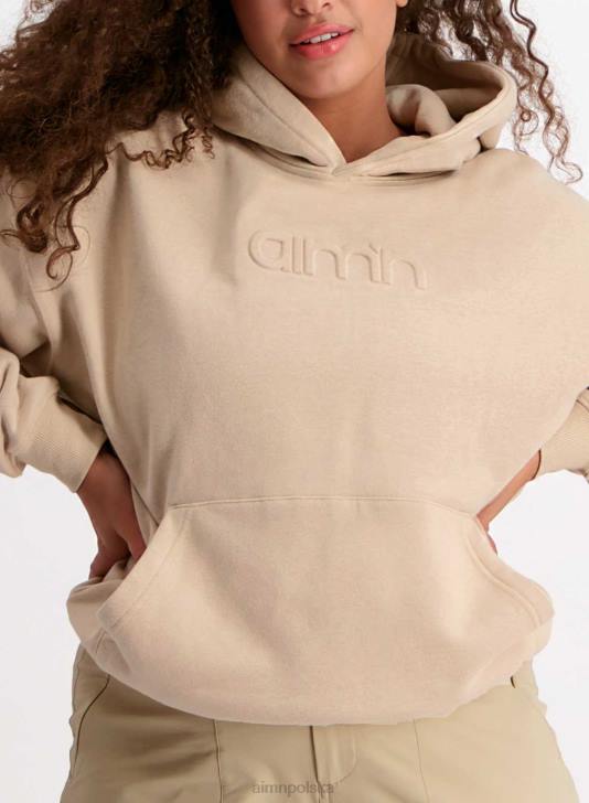 odzież JF4L665 kobiety AIM'N beżowy, duży kaptur z logo