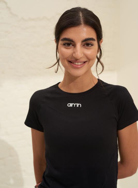 odzież JF4L297 kobiety AIM'N czarny, miękki, podstawowy krótki rękaw