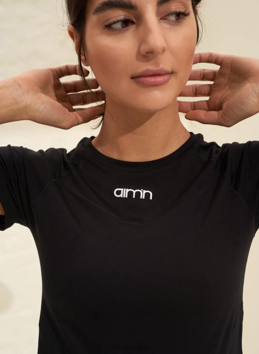 odzież JF4L297 kobiety AIM'N czarny, miękki, podstawowy krótki rękaw