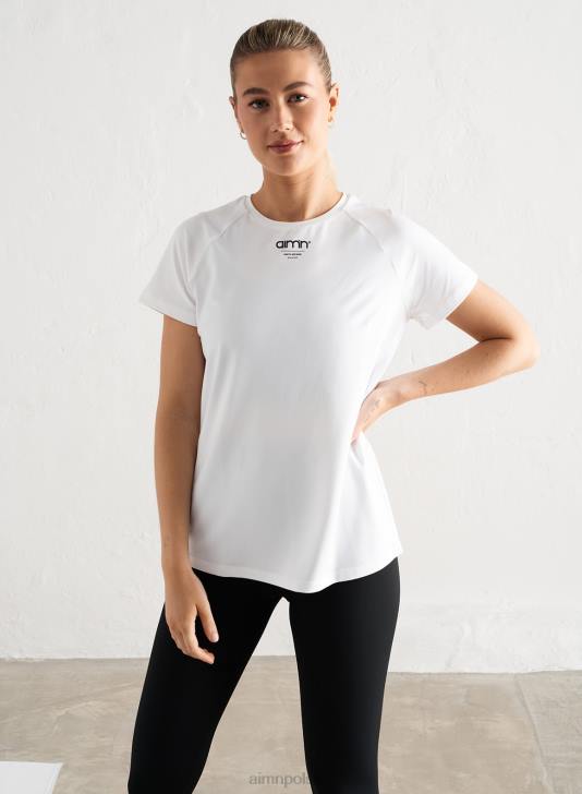 odzież JF4L298 kobiety AIM'N biały, miękki, krótki rękaw z podstawowym brzegiem