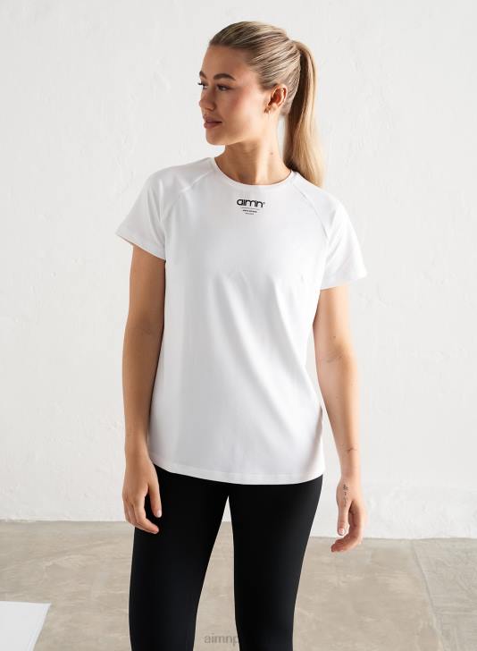odzież JF4L298 kobiety AIM'N biały, miękki, krótki rękaw z podstawowym brzegiem