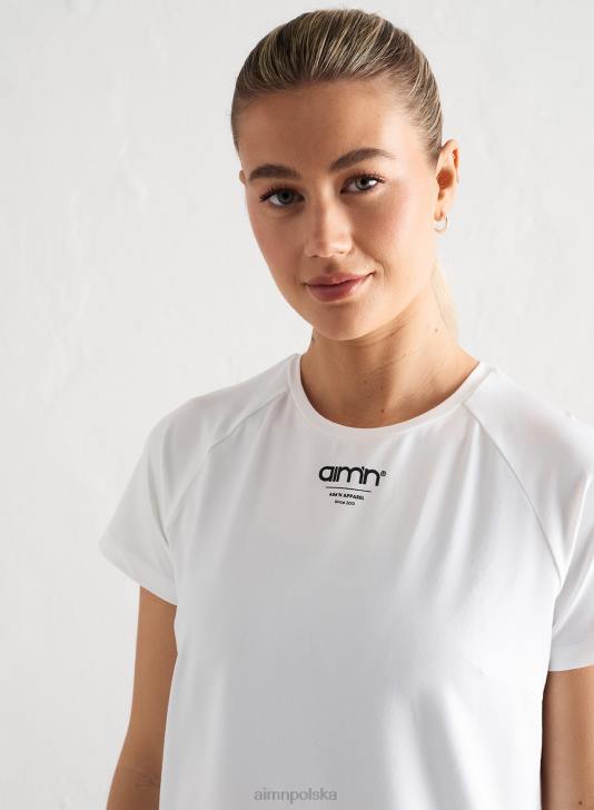 odzież JF4L298 kobiety AIM'N biały, miękki, krótki rękaw z podstawowym brzegiem