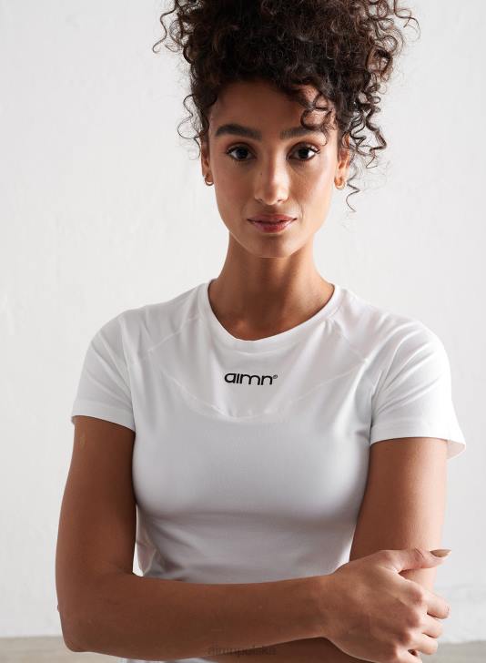 odzież JF4L305 kobiety AIM'N biały, miękki, podstawowy krótki rękaw