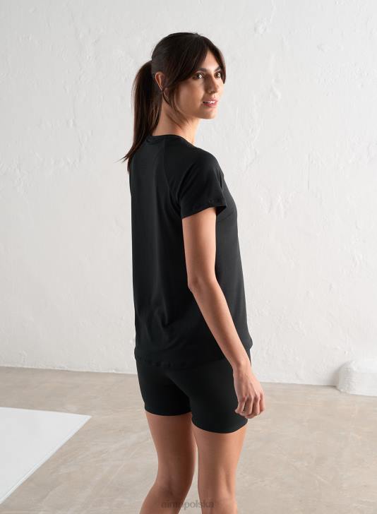 odzież JF4L307 kobiety AIM'N czarny, miękki, krótki rękaw z podstawowym brzegiem