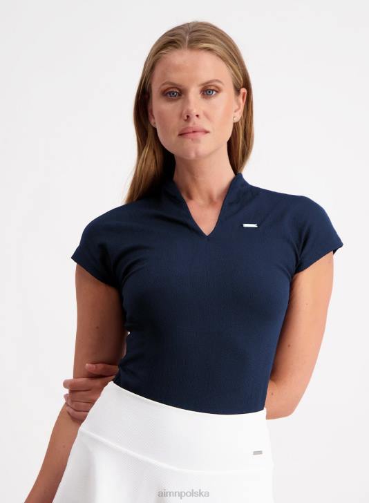 odzież JF4L324 kobiety AIM'N granatowa, luksusowa, bezszwowa koszulka polo