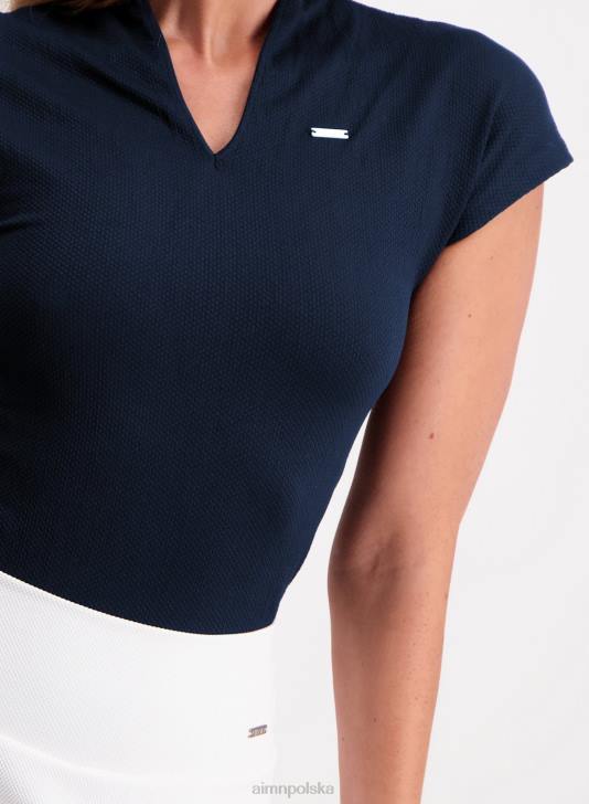 odzież JF4L324 kobiety AIM'N granatowa, luksusowa, bezszwowa koszulka polo