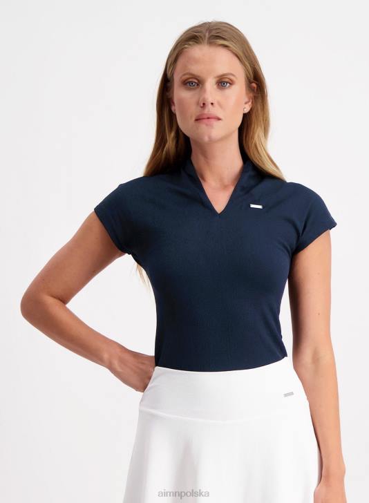 odzież JF4L324 kobiety AIM'N granatowa, luksusowa, bezszwowa koszulka polo