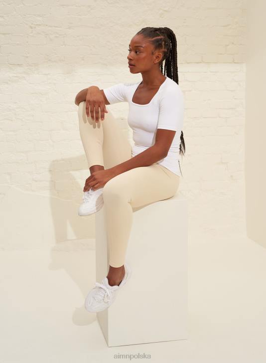 odzież JF4L331 kobiety AIM'N biały, luksusowy, bezszwowy krótki rękaw