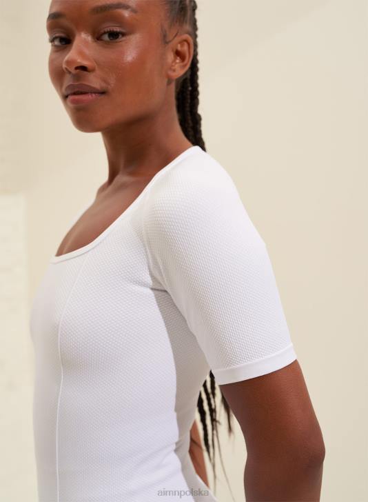 odzież JF4L331 kobiety AIM'N biały, luksusowy, bezszwowy krótki rękaw