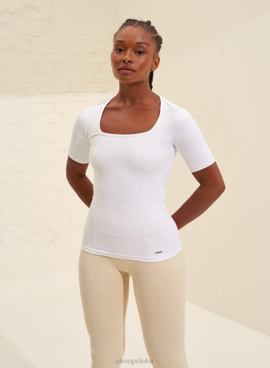 odzież JF4L331 kobiety AIM'N biały, luksusowy, bezszwowy krótki rękaw