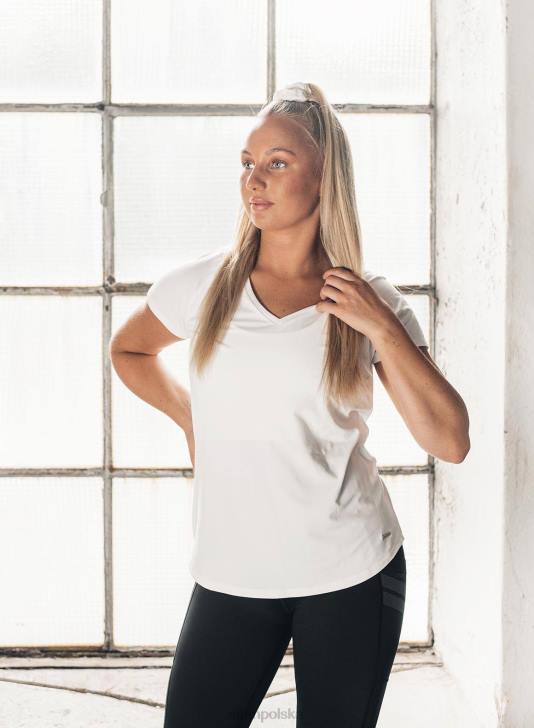 odzież JF4L337 kobiety AIM'N biała, całodzienna koszulka z dekoltem w kształcie litery V