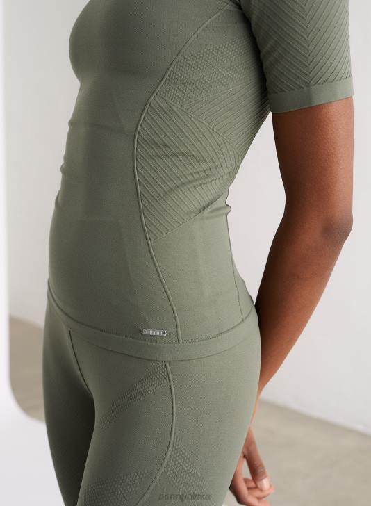 odzież JF4L385 kobiety AIM'N Bezszwowy krótki rękaw w kolorze oliwkowym