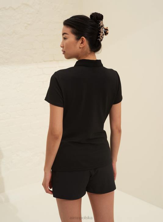 odzież JF4L406 kobiety AIM'N czarne klasyczne polo