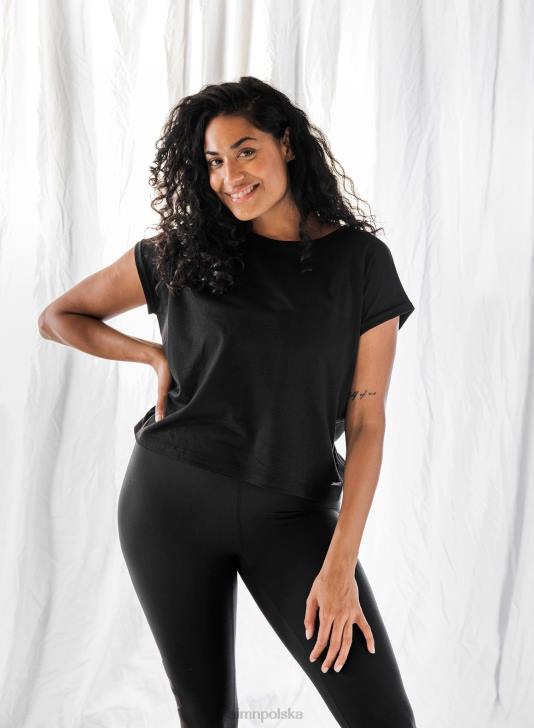 odzież JF4L444 kobiety AIM'N czarny top z wywiniętymi rękawami