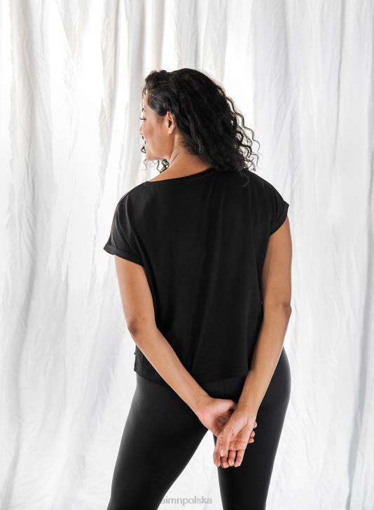 odzież JF4L444 kobiety AIM'N czarny top z wywiniętymi rękawami