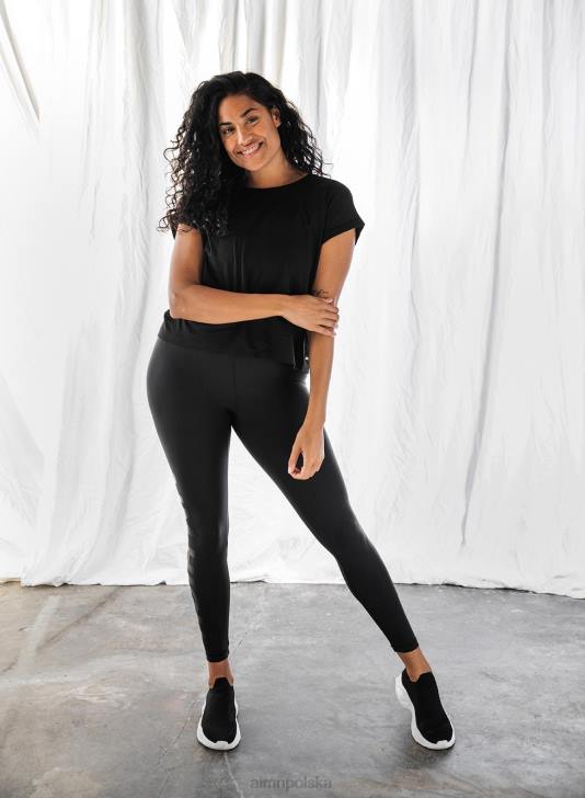 odzież JF4L444 kobiety AIM'N czarny top z wywiniętymi rękawami