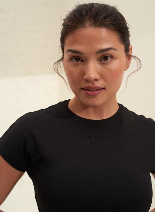 odzież JF4L447 kobiety AIM'N czarny, przewiewny top