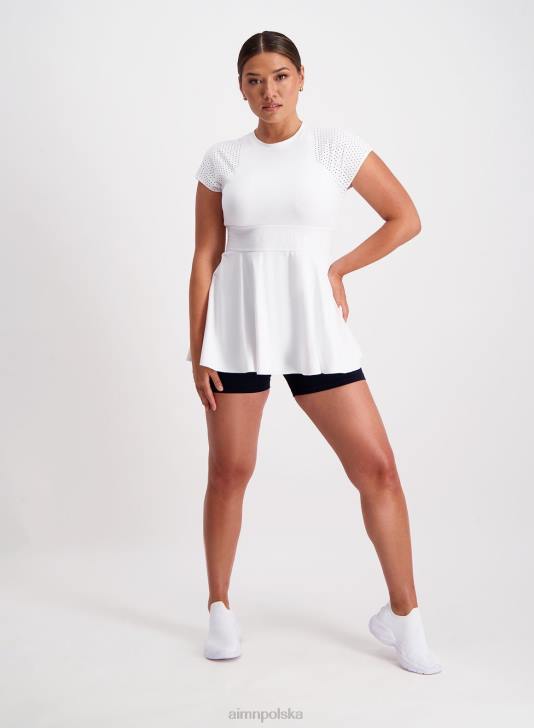 odzież JF4L452 kobiety AIM'N biały tenisowy top z peplum