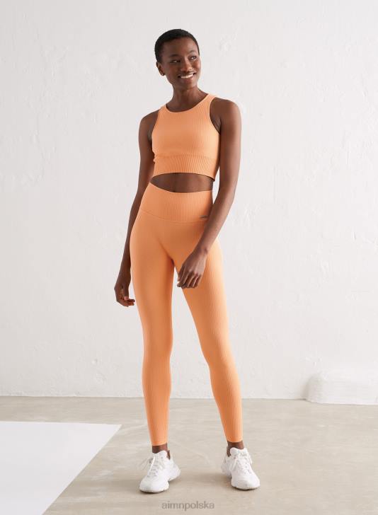 odzież JF4L255 kobiety AIM'N Bezszwowy, prążkowany top w kolorze papai