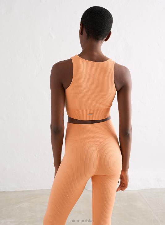 odzież JF4L255 kobiety AIM'N Bezszwowy, prążkowany top w kolorze papai