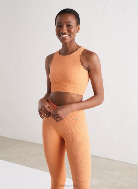odzież JF4L255 kobiety AIM'N Bezszwowy, prążkowany top w kolorze papai
