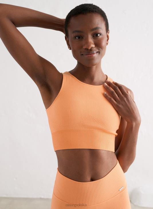 odzież JF4L255 kobiety AIM'N Bezszwowy, prążkowany top w kolorze papai