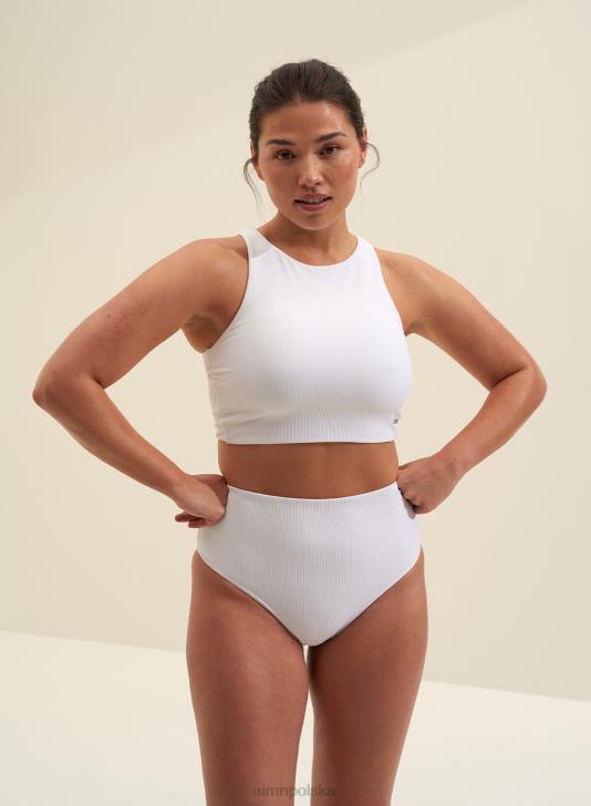 odzież JF4L259 kobiety AIM'N Biały krótki top w mikro prążki