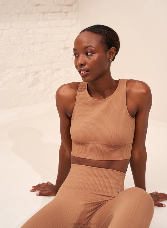 odzież JF4L269 kobiety AIM'N Bezszwowy, krótki top w kolorze camelowym