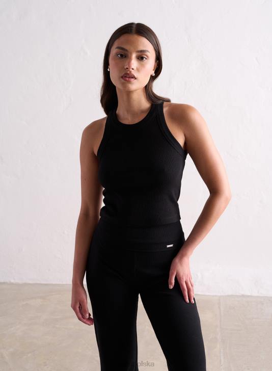 odzież JF4L295 kobiety AIM'N Czarny, prążkowany top bez rękawów