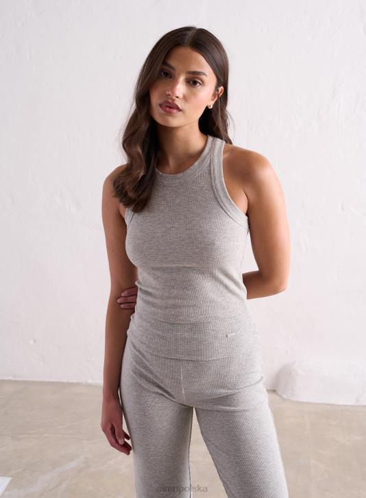 odzież JF4L300 kobiety AIM'N Szary melanżowy podkoszulek ze ściągaczem