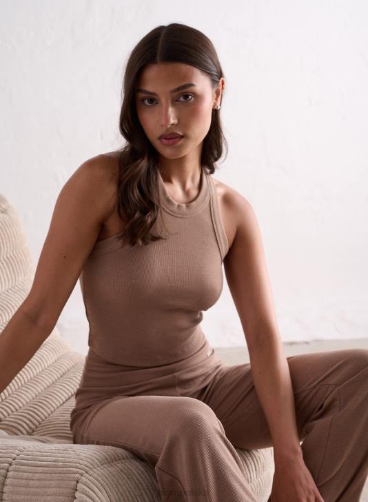 odzież JF4L301 kobiety AIM'N Top ze ściągaczem w kolorze toffi i melanżu