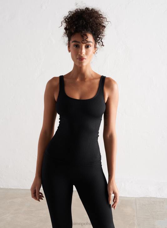 odzież JF4L304 kobiety AIM'N Czarny, prążkowany, bezszwowy podkoszulek