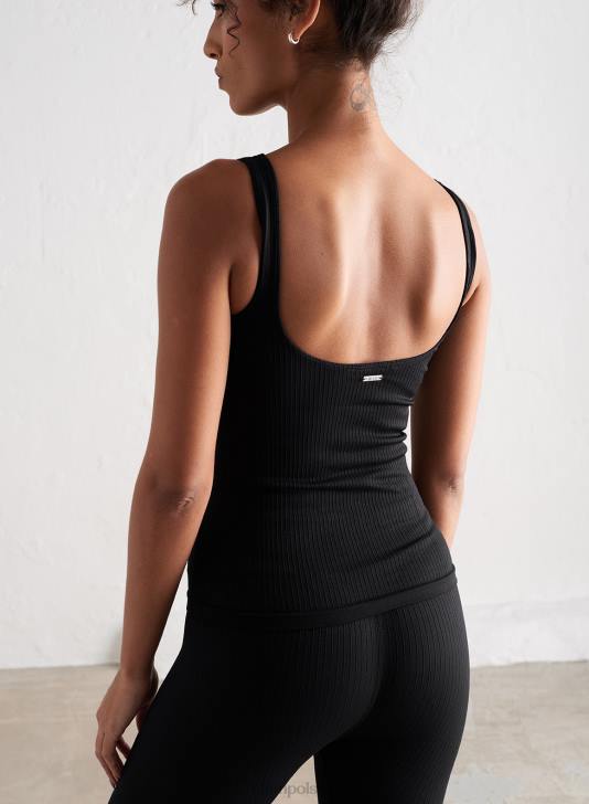 odzież JF4L304 kobiety AIM'N Czarny, prążkowany, bezszwowy podkoszulek