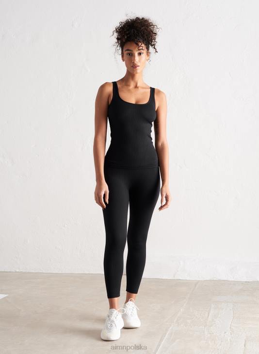 odzież JF4L304 kobiety AIM'N Czarny, prążkowany, bezszwowy podkoszulek