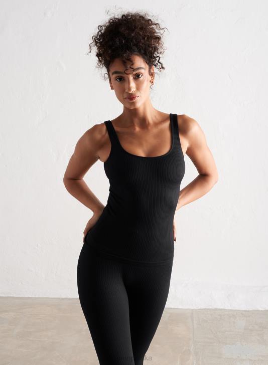 odzież JF4L304 kobiety AIM'N Czarny, prążkowany, bezszwowy podkoszulek