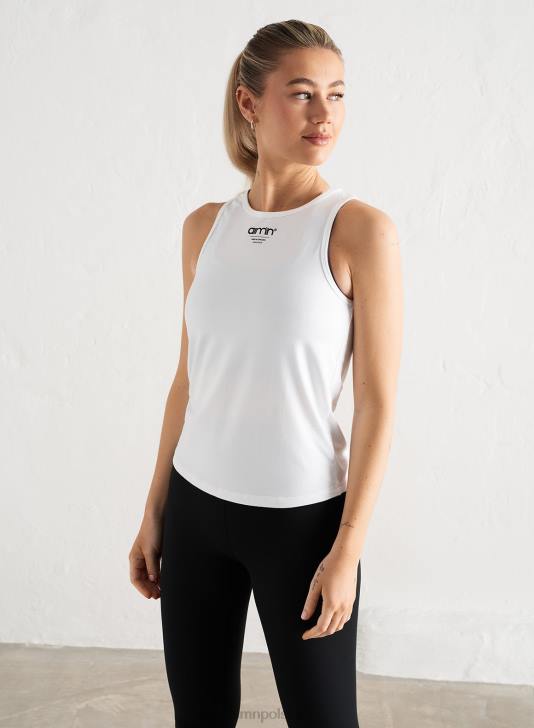 odzież JF4L349 kobiety AIM'N biały top bez rękawów z miękkimi krawędziami