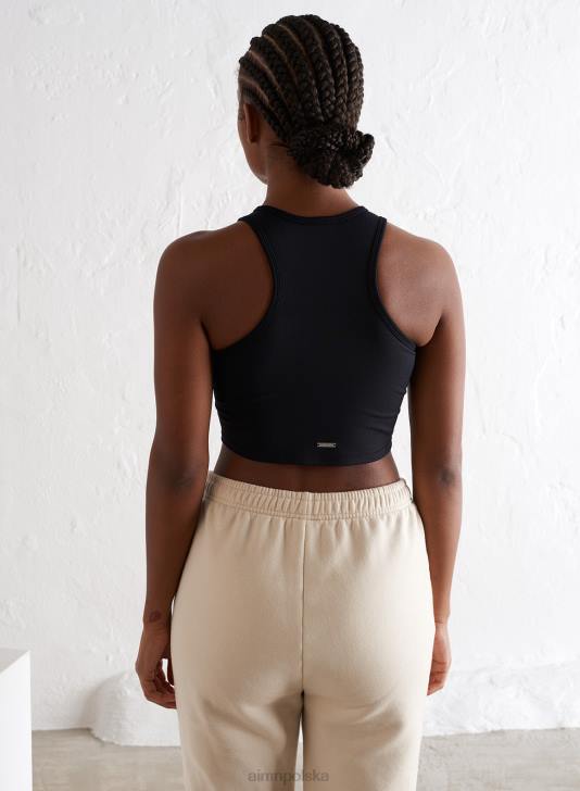 odzież JF4L363 kobiety AIM'N czarny bezszwowy podkoszulek