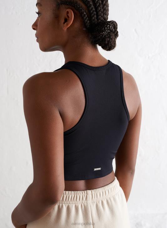 odzież JF4L363 kobiety AIM'N czarny bezszwowy podkoszulek