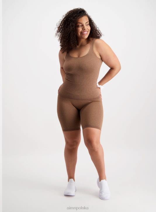 odzież JF4L394 kobiety AIM'N Bezszwowy podkoszulek z brązu, prążkowany