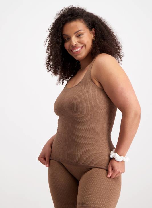 odzież JF4L394 kobiety AIM'N Bezszwowy podkoszulek z brązu, prążkowany